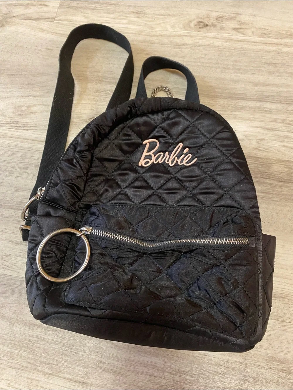 Missguided x Barbie Quilted Mini Backpack - Black